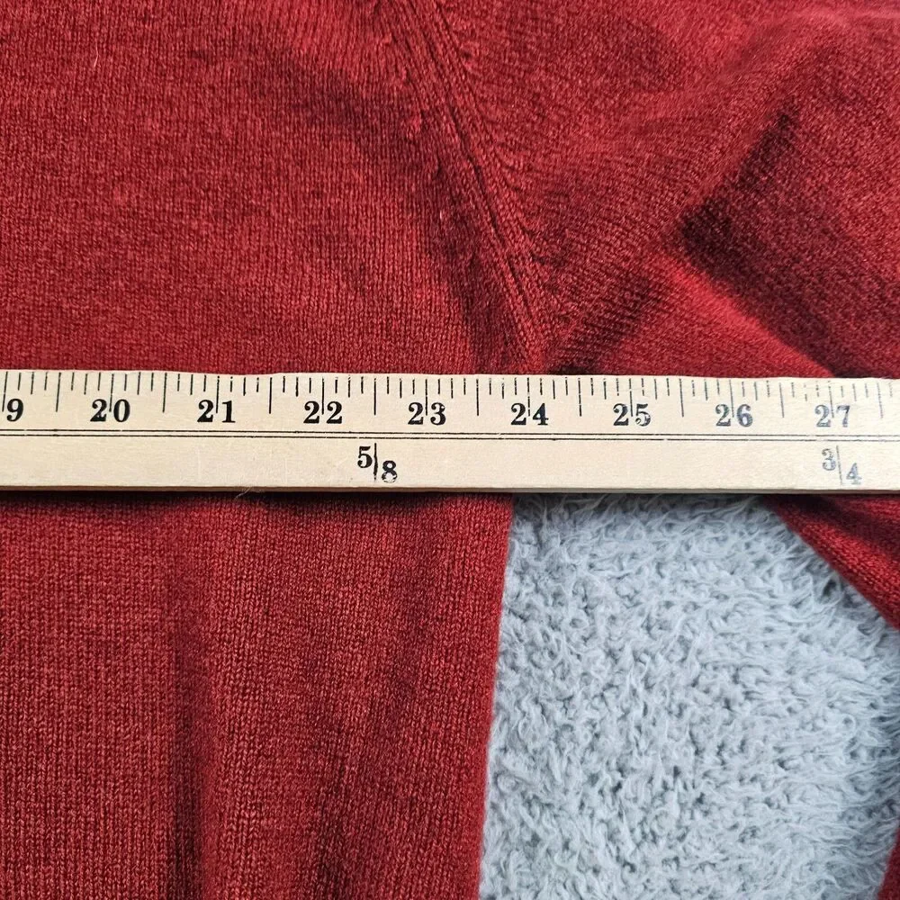 LL Bean Sweater Mens Large Burnt Orange Wool Vintage Pullover V Neck Outdoor